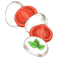 Mozzarella Cheese, Sliced Tomatoes And Basil Sticker 