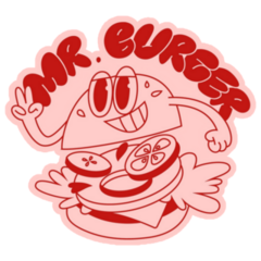 Mr. Burger Cute Burger Retro Cartoon Sticker