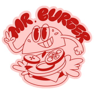 Mr. Burger Cute Burger Retro Cartoon Sticker