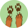 Muddy Paw Prints On Green Sticker