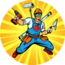 Multi-armed Builder Repairman Electrician Pop Art Sticker
