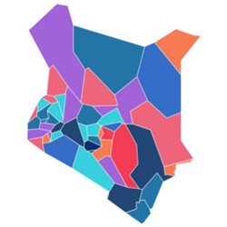 Multicolor Map Of Kenya Sticker