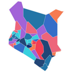 Multicolor Map Of Kenya Sticker