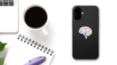 Multicolored Brain Tree Branches Sticker on a Phone (New) example