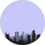 Multilayer Silhouette Of A Night City On A Gray Background Sticker