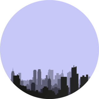 Multilayer Silhouette Of A Night City On A Gray Background Sticker