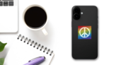 Multilingual Peace Sign Text Sticker on a Phone (New) example