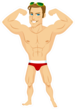 Muscle Man With Sunglasses And Swimsuit Sticker