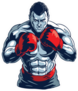 Muscular Boxer Isolated On White Sticker