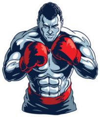 Muscular Boxer Isolated On White Sticker