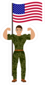 Muscular Cartoon USA Army Soldier Sticker