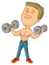 Muscular Man Bouncing Exercise Dumbbells Sticker