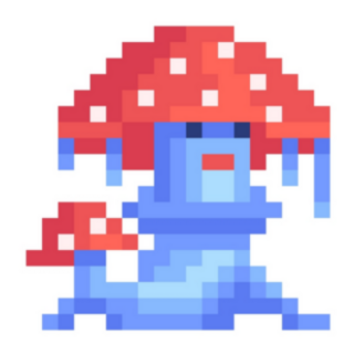 Mushroom Character In Pixel Art Style Sticker