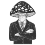 Mushroom Head Businessman Sketch Sticker