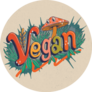 Mushroom Illustration Vegan Lettering Sticker
