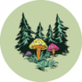 Mushroom In The Woods Illustration Sticker