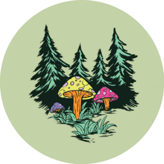 Mushroom In The Woods Illustration Sticker