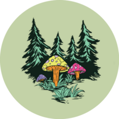 Mushroom In The Woods Illustration Sticker