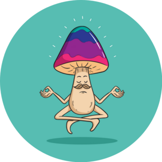 Mushroom Meditation Cartoon Character Sticker