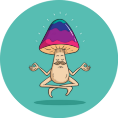 Mushroom Meditation Cartoon Character Sticker