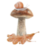 Mushroom, Snail, Dry Leaves Sticker