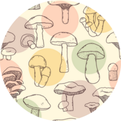 Mushrooms In Doodle Style Pastel Dots Pattern Sticker