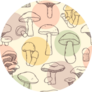 Mushrooms In Doodle Style Pastel Dots Pattern Sticker