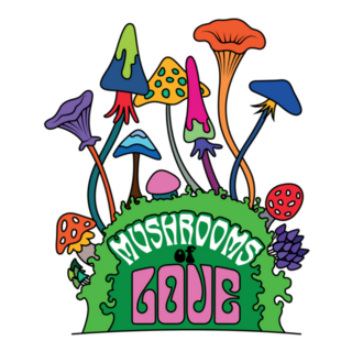 Mushrooms Of Love Psychedelic Illustration Sticker