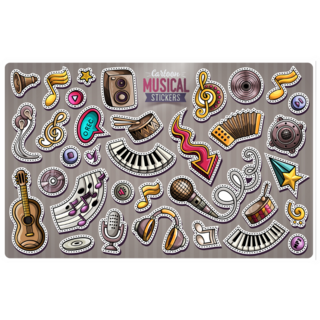 Music Cartoon Sticker Sheet 
