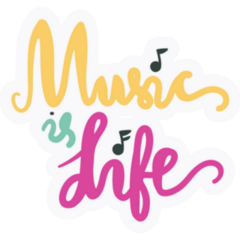 Music Is Life Colorful Lettering Sticker
