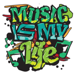 Music Is My Life Typography Graffiti Sticker