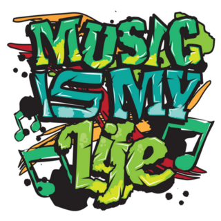 Music Is My Life Typography Graffiti Sticker