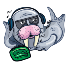 Music Walrus Cartoon Sticker