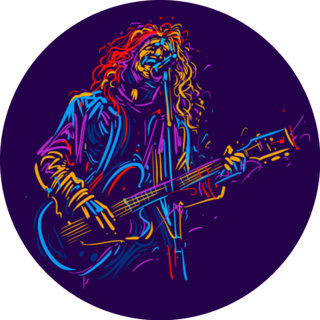 Musician With A Guitar Strokes Of Paint Sticker
