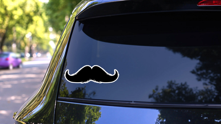 Mustache Barber Shop Sticker on a Rear Car Window (New) example