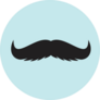 Mustache Icon On Pale Blue Sticker