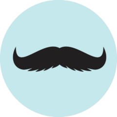 Mustache Icon On Pale Blue Sticker