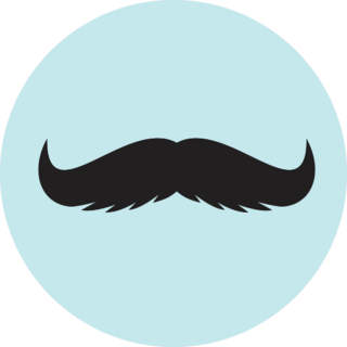Mustache Icon On Pale Blue Sticker
