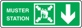 Muster Station Down Arrow Sign Station Sticker