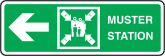 Muster Station Left Arrow Sign Station Sticker