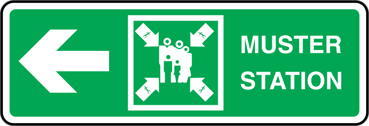 Muster Station Left Arrow Sign Station Sticker