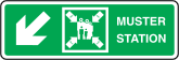 Muster Station Lower Left Arrow Sign Station Sticker