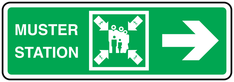 Muster Station Right Arrow Sign Station Sticker