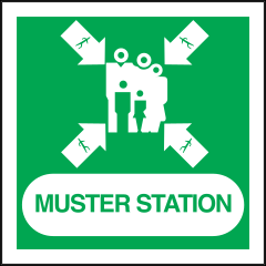 Muster Station Sign Sticker
