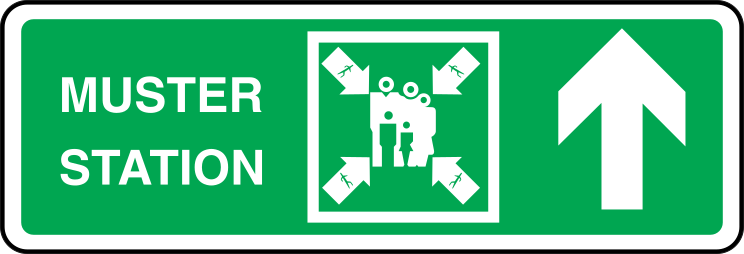 Muster Station Up Arrow Sign Sticker