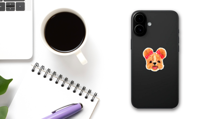 Muzzle Of A Shih-tzu Sticker on a Phone (New) example