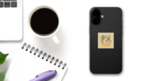 My First Rodeo Cowboy Lasso Sticker on a Phone (New) example