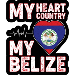 My Heart Country My Belize Sticker