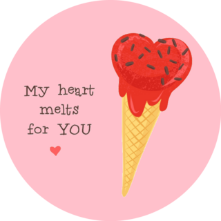 My Heart Melts For You Heart Ice Cream Cone Sticker 
