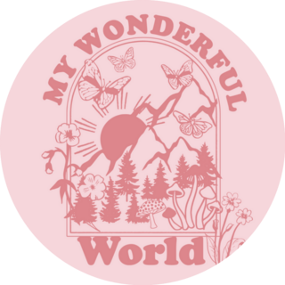 My Wonderful World Hippie Lettering Sticker